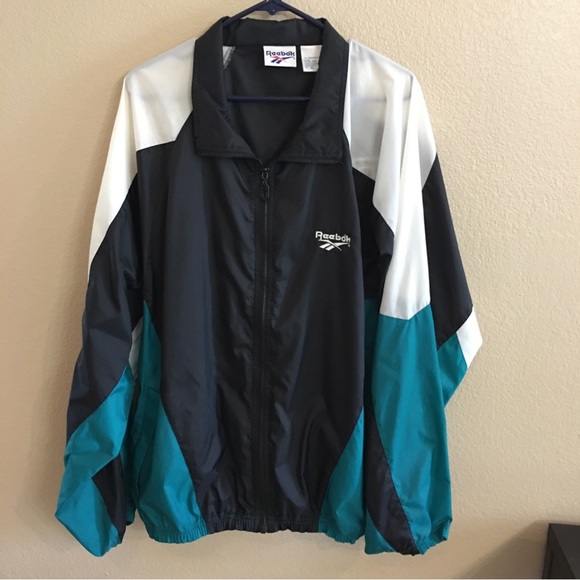 Reebok Other - Vintage Reebok Windbreaker Teal/Black/White Sz XL